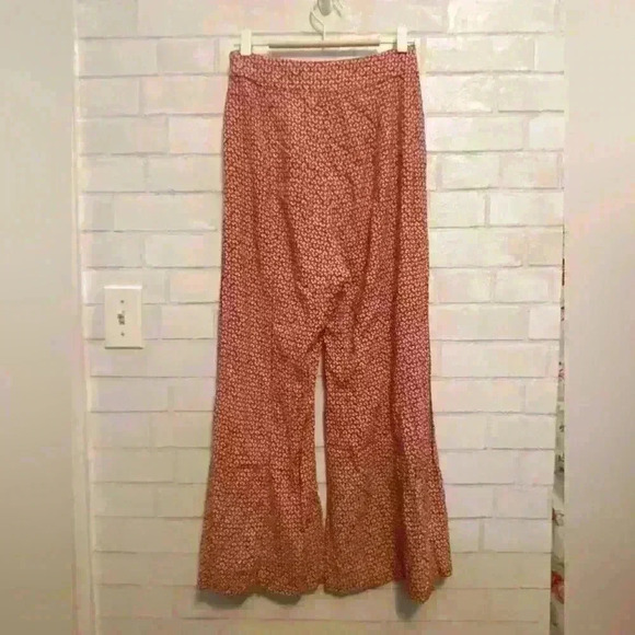 Maeve by Anthropology size 0 red white floral rayon flare side zip pants - Picture 2 of 4